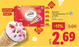 Lidl BON GELATI Cono helado de fresa oferta