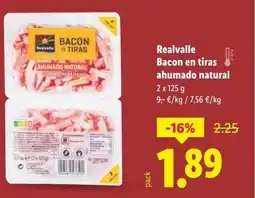 Lidl REALVALLE Bacon en tiras ahumado natural oferta