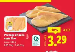 Lidl Pechuga de pollo corte fino oferta