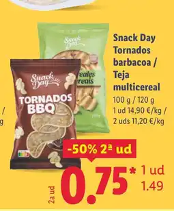 Lidl SNACK Tornados barbacoa/ Teja multicereal oferta
