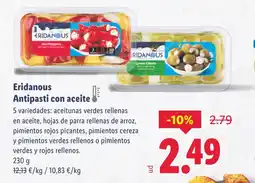 Lidl ERIDANOUS Antipasti con aceite oferta
