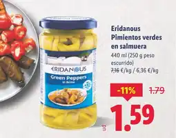 Lidl ERIDANOUS Pimientos verdes en salmuera oferta