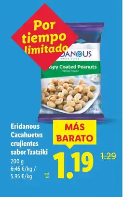Lidl ERIDANOUS Cacahuetes crujientes sabor Tzatziki oferta