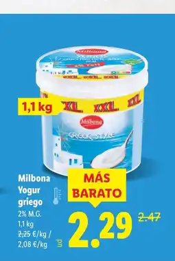 Lidl MILBONA Yogur griego oferta