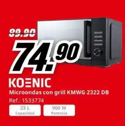 MediaMarkt KOENIX Microondas con grill KMWG 2322 DB oferta