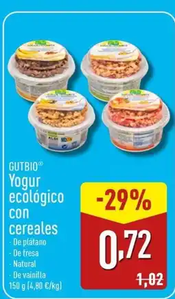 ALDI GUITBIO Yogur ecológico con cereales oferta