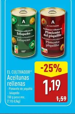 ALDI EL CULTIVADOR Aceitunas rellenas oferta