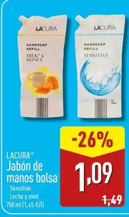 ALDI LACURA Jabón de manos bolsa oferta