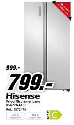 MediaMarkt HISENSE Frigorífico americano RS677N4ACC oferta