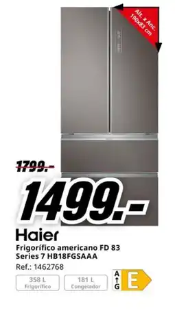 MediaMarkt HAIER Frigorífico americano FD 83 Series 7 HB18FGSAAA oferta