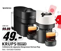 MediaMarkt KRUPS DeLonghi Cafetera de cápsulas Nespresso Vertuo Pop oferta