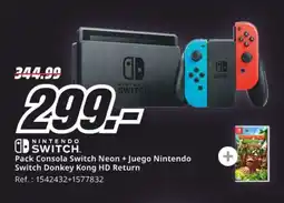 MediaMarkt NINTENDO SWITCH Pack Consola Switch Neon + Juego Nintendo Switch Donkey Kong HD Return oferta