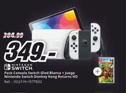 MediaMarkt NINTENDO SWITCH Pack Consola Switch Oled Blanca + Juego Nintendo Switch Donkey Kong Returns HD oferta