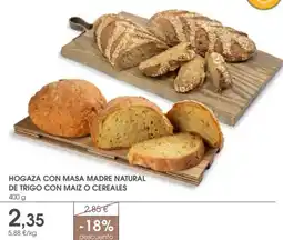 Supermercados Plaza Hogaza con masa madre natural de trigo con maiz o cereales oferta