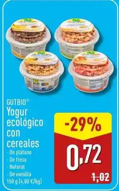 ALDI Gutbio - yogur ecologico con cereales oferta