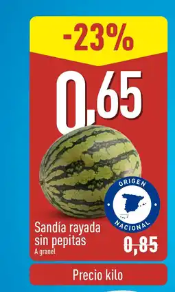 ALDI Sandía rayada sin pepitas oferta