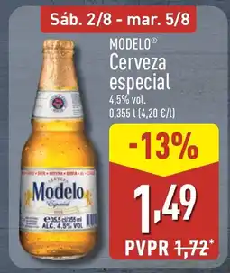 ALDI MODELO cerveza especial oferta