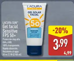 ALDI LACURA SUN Gel facial Sensitive FPS 50+ oferta