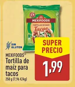 ALDI MEXIFOODS Tortilla de maíz para tacos oferta