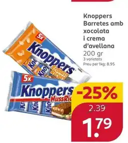 KNOPPERS Barretes amb xocolata i crema d'avellana