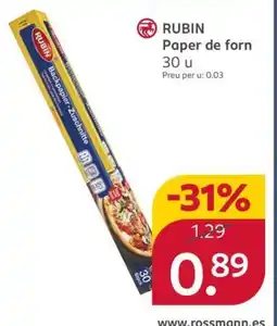 Rossmann RUBIN Paper de forn oferta