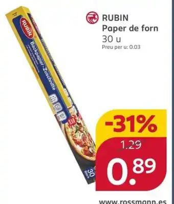 Rossmann RUBIN Paper de forn oferta