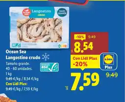 Lidl OCEAN SEA Langostino crudo oferta