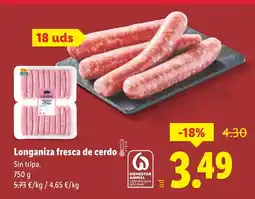 Lidl Longaniza fresca de cerdo oferta