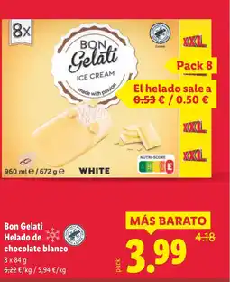Lidl BON GELATI Helado de chocolate blanco oferta