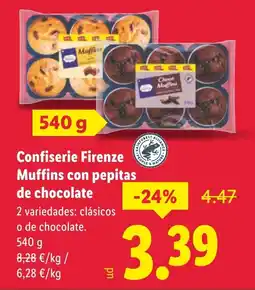 Lidl Confiserie Firenze Muffins con pepitas de chocolate oferta