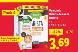 Lidl VEMONDO Bebida de avena barista oferta