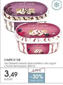 Supermercados Plaza CARTE D'OR Les Desserts helado stracciatella o de yogurt y frutas del bosque oferta