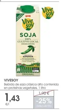 Supermercados Plaza VIVESOY Bebida de soja clásica alto contenido en proteínas vegetales oferta