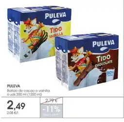 Supermercados Plaza PULEVA Batido de cacao o vainilla oferta