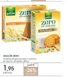 Supermercados Plaza GULLÓN ZERO Galletas María dorada o tostada sin azúcar añadido oferta