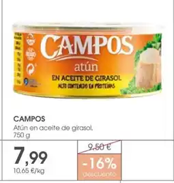 Supermercados Plaza CAMPOS Atún en aceite de girasol oferta
