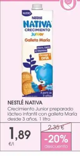 Supermercados Plaza NESTLÉ NATIVA Crecimiento Junior preparado lácteo infantil con galleta María desde 3 años oferta