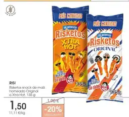 Supermercados Plaza RISI Risketos snack de maíz horneado Original o Xtra Hot oferta