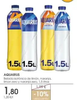 Supermercados Plaza AQUARIUS Bebida isotónica de limón, naranja, limon zero y naranja zero oferta