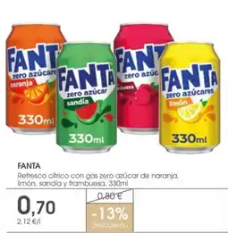 Supermercados Plaza FANTA Refresco cítrico con gas zero azúcar de naranja oferta