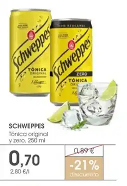 Supermercados Plaza SCHWEPPES Tónica original y zero oferta
