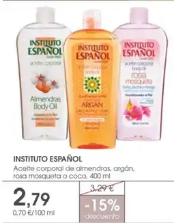 Supermercados Plaza INSTITUTO ESPAÑOL Aceite corporal de almendras, argán, rosa mosqueta o coco oferta