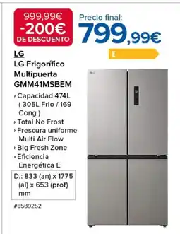 Costco LG Frigorífico Multipuerta GMM41MSBEM oferta