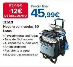 Costco TITAN Nevera con ruedas 60 Latas oferta