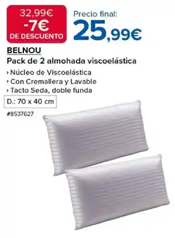 Costco BELNOU Pack de 2 almohada viscoelástica oferta