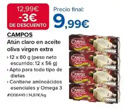 Costco CAMPOS Atún claro en aceite oliva virgen extra oferta