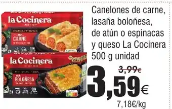 FROIZ LA COCINERA Canelones de carne, lasaña boloñesa, de atún o espinacas y queso oferta