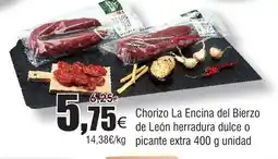 FROIZ Chorizo La Encina del Bierzo de León herradura dulce o 14,38€/kg picante extra oferta