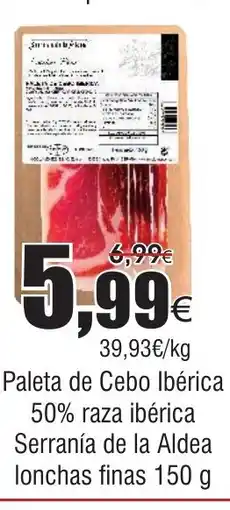 FROIZ Paleta de Cebo Ibérica 50% raza ibérica Serranía de la Aldea lonchas finas oferta