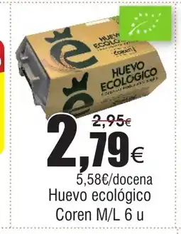 FROIZ Huevo ecológico Coren M/L 6 u oferta